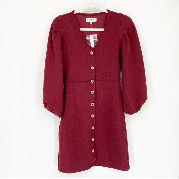 NWT Madewell Texture & Thread Crepe Balloon-sleeve Dress - Picture 2 of 5